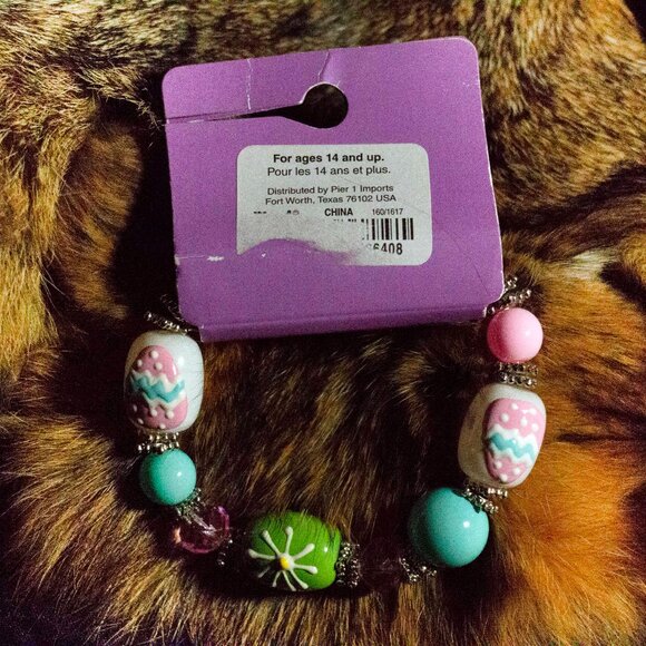 NEW MULTI-COLORED LARGE GLASS BEAD STRETCH BRACELET - JBSTSM1 - Picture 3 of 3